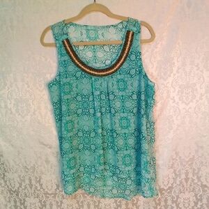 Maurices shades of green and white sleeveless lightweight sheer top L